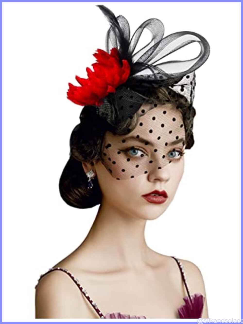 Elegant Feather Veil Fascinator Headband Derby Hat for Women, One Size